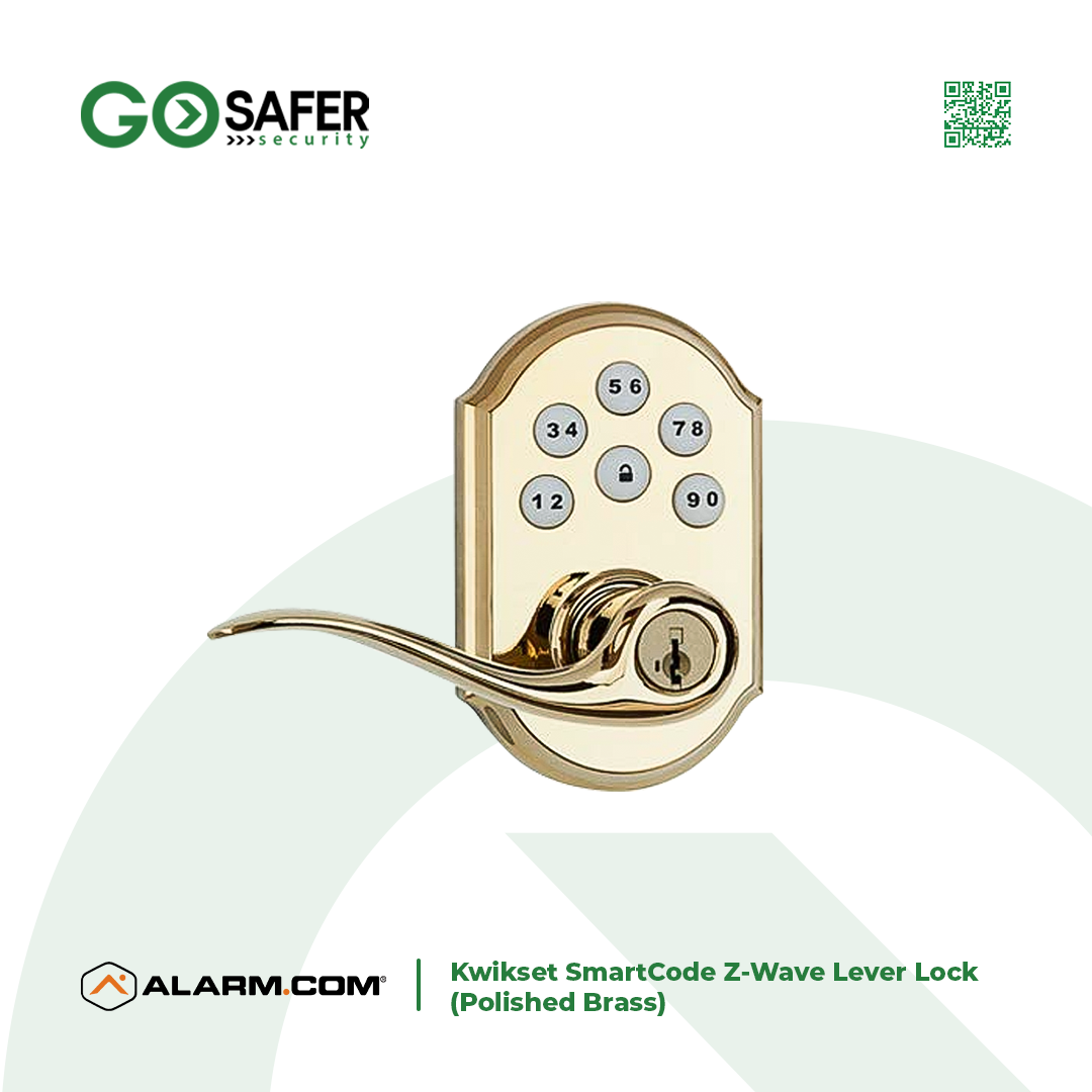 Kwikset SmartCode Z-Wave Lever Lock (Polished Brass)