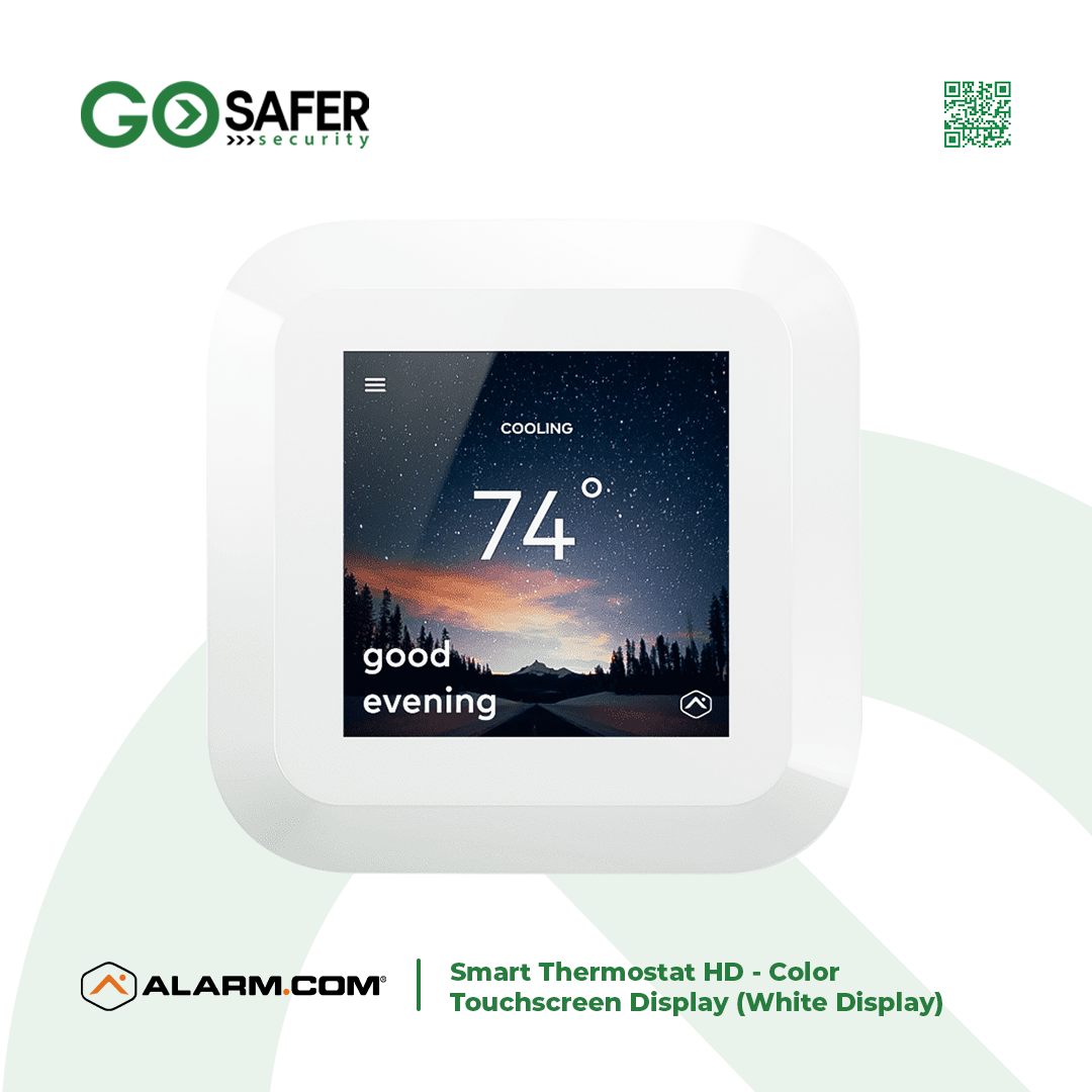 Alarm.com Smart Thermostat HD – Color Touchscreen Display (White Display)